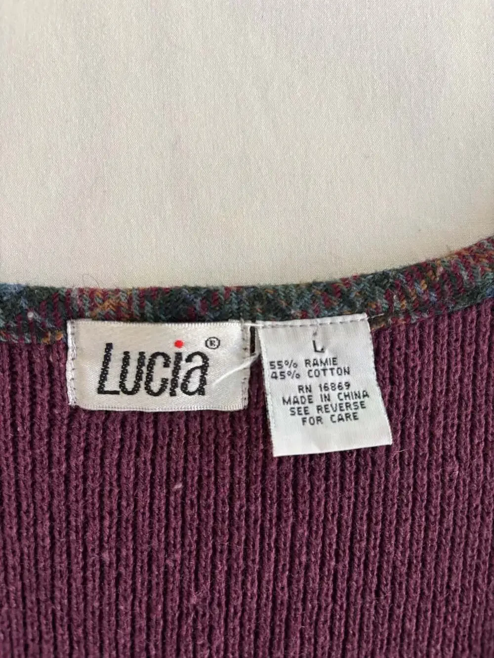 Lucia Vintage Embroidered Plaid Leaf Knit Sweater Vest Size Large